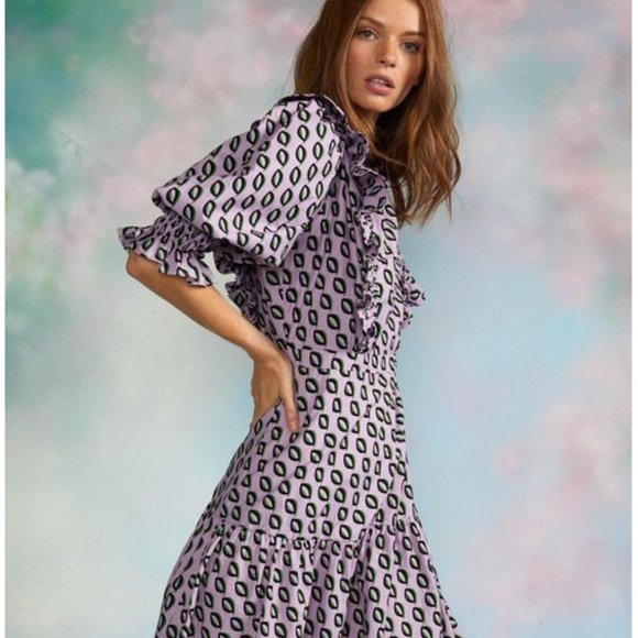 Cynthia Rowley Campbell Ruffled Cotton Midi Dress - Picture 3 of 8